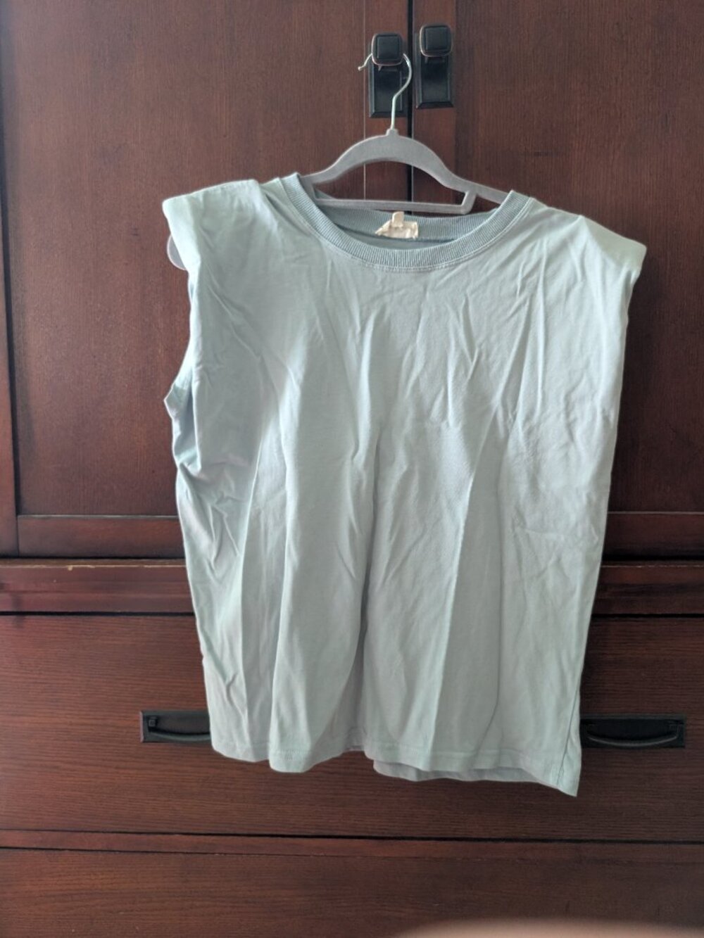 Boxy top with shoulder pads